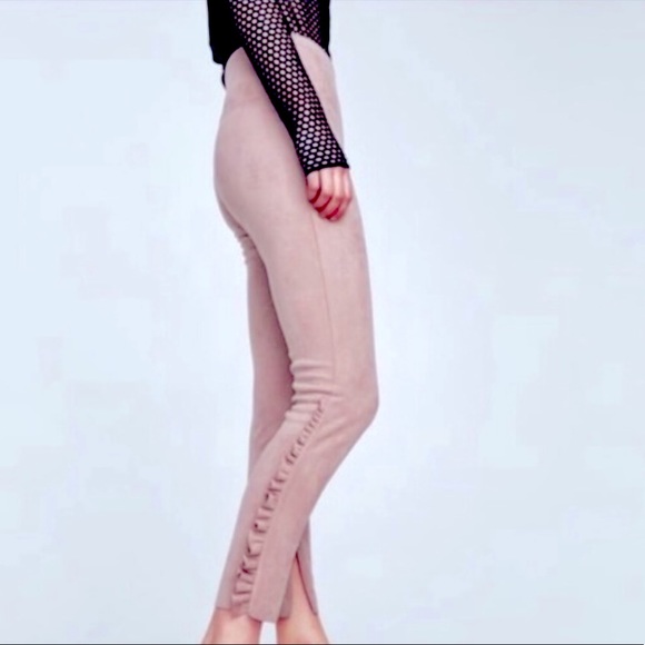 Zara blush pink ankle ruffle pants NWOT - Picture 7 of 7